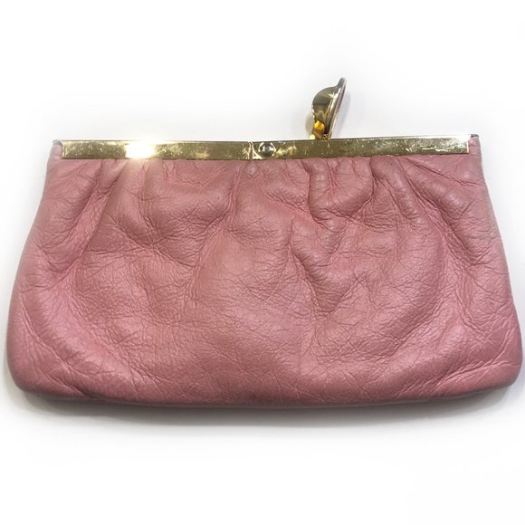 Vintage Etra 1960's Pink Genuine Pebbled Leather Clutch - Picture 2 of 12